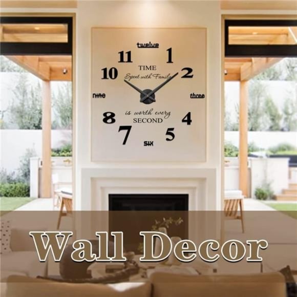 Large DIY Wall Clock Modern 3D Wall Clock with Mirror Numbers Stickers - Picture 3 of 6